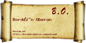Bordán Oberon névjegykártya